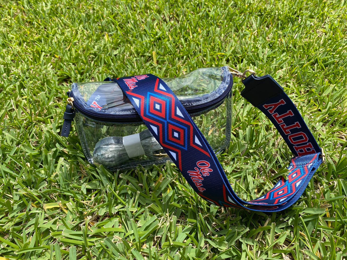 Ole Miss Clear Purse with Strap HOTTY TODDY - Licensed, Canvas, Game Day, Stadium Approved, Crossbody, Graduation Gift, Back to School