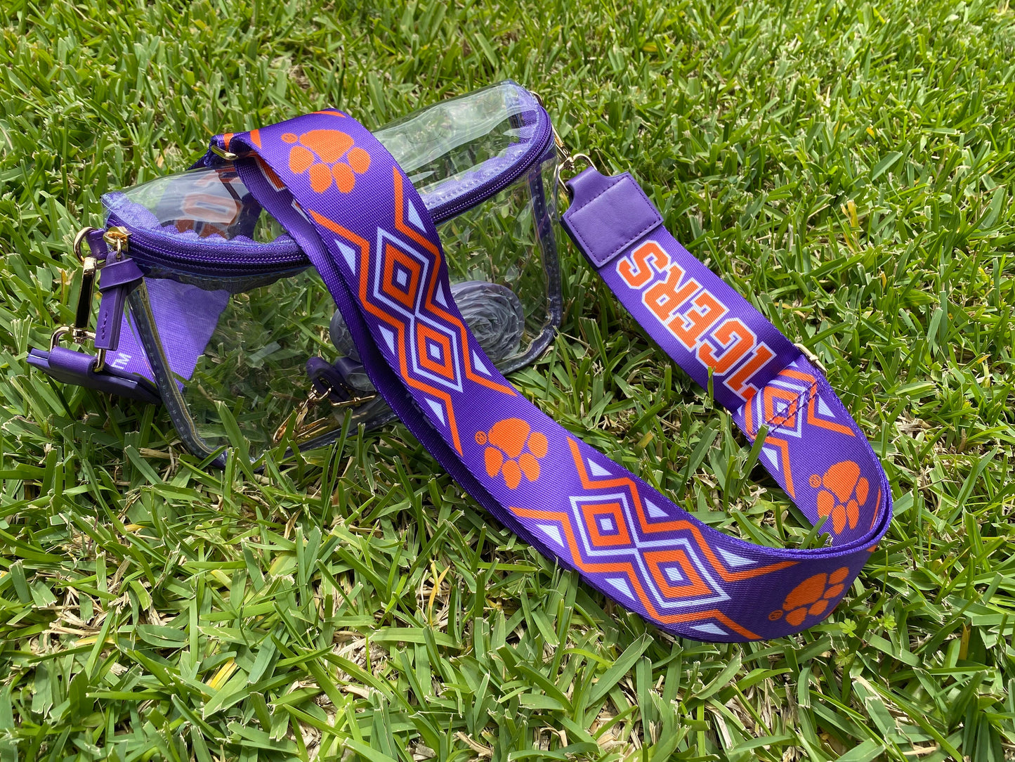 Clemson Clear Purse with Strap, GO TIGERS - Licensed, Canvas, Purse, Game Day, Stadium Approved, Crossbody, Graduation Gift, Back to school