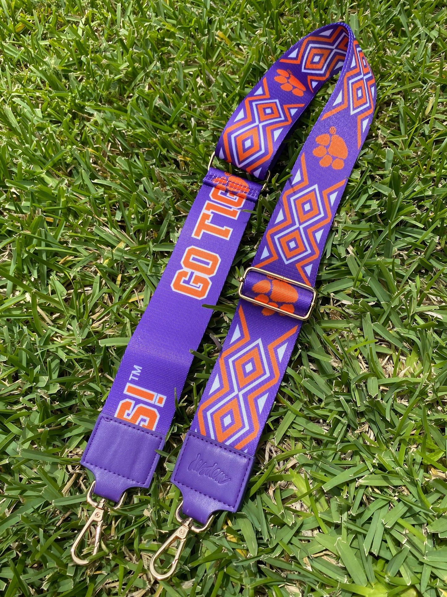 Clemson GO TIGERS - Adjustable Purse Strap, Licensed, Canvas, Stadium Approved, Game Day, Patterned, Graduation Gift, Back To School