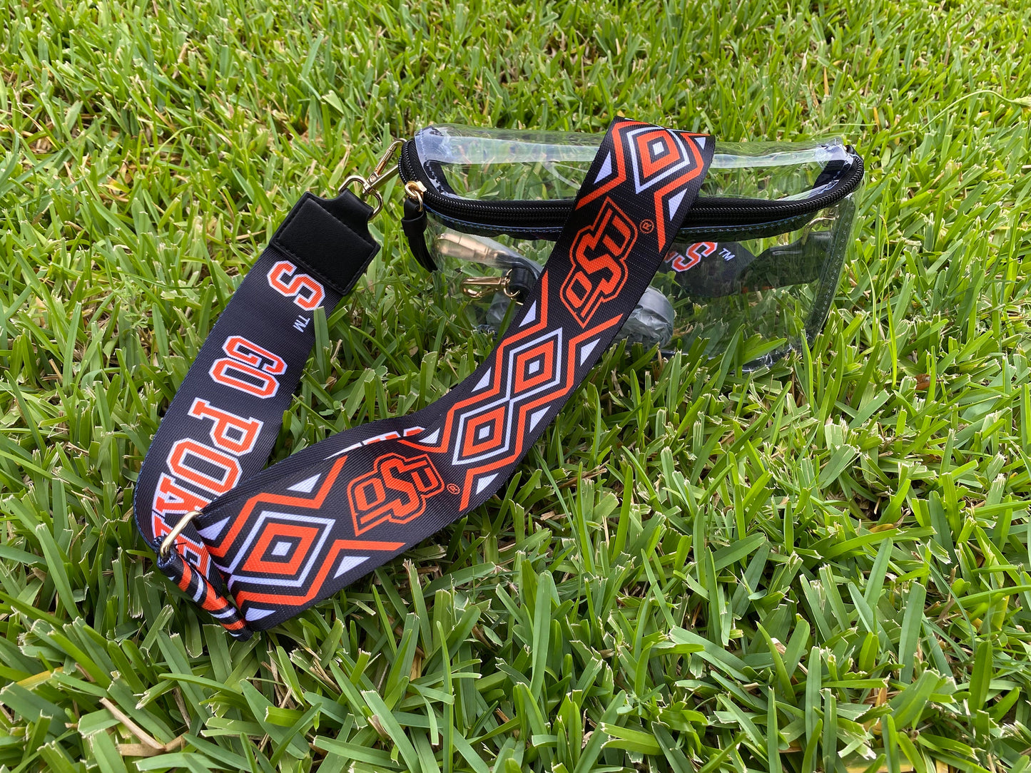 Oklahoma State Cowboys Clear Purse with Strap, GO POKES-Licensed, Canvas, Purse, Game Day, Stadium, University, Crossbody, Graduation Gift