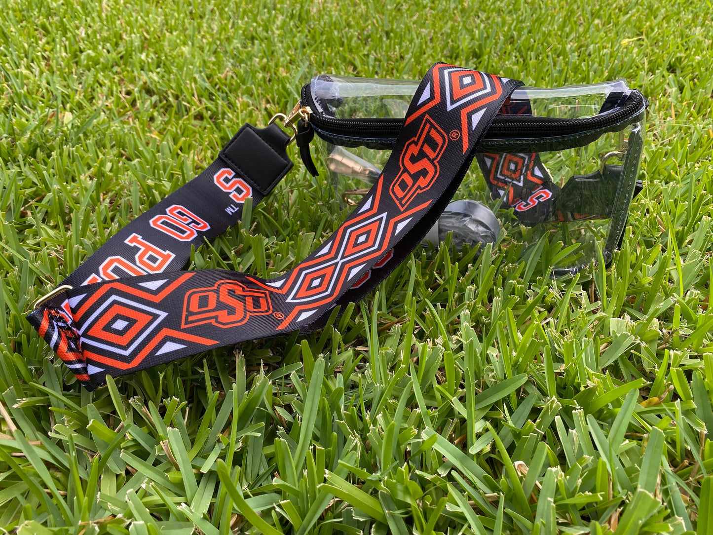 Oklahoma State Cowboys Clear Purse with Strap, GO POKES-Licensed, Canvas, Purse, Game Day, Stadium, University, Crossbody, Graduation Gift