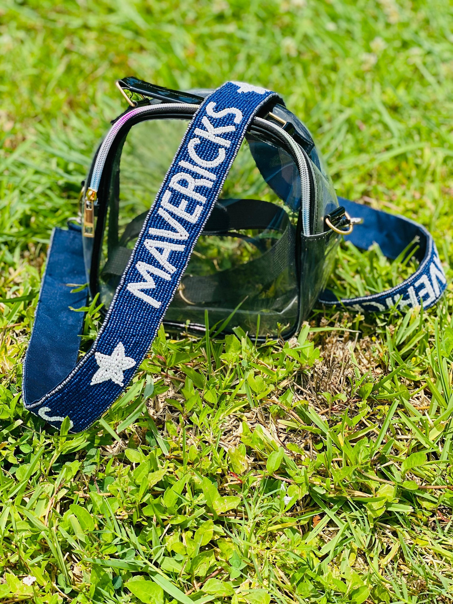Dallas Mavericks Beaded Purse Strap, Handmade, Clear Purse, Crossbody, Shoulder, Stadium Approved, Game Day, Graduation, Gift, Mothers Day