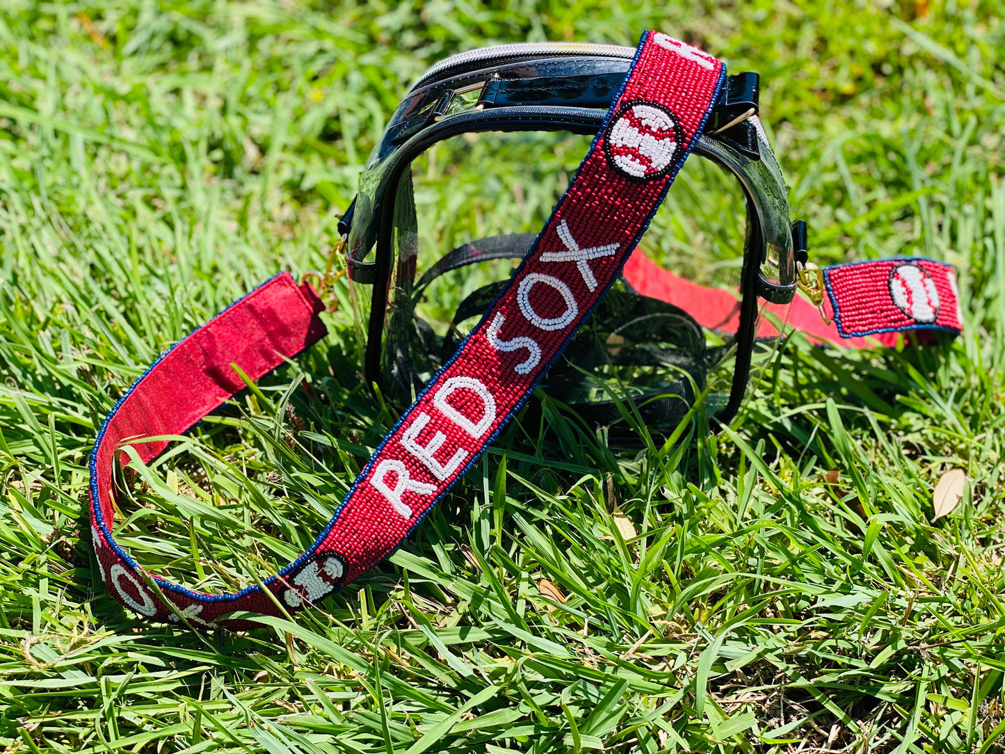 Boston Red Sox Beaded Purse Strap, Clear Purse, Handmade, Crossbody, Shoulder, Stadium Approved, Game Day, MLB, Graduation, Mothers Day