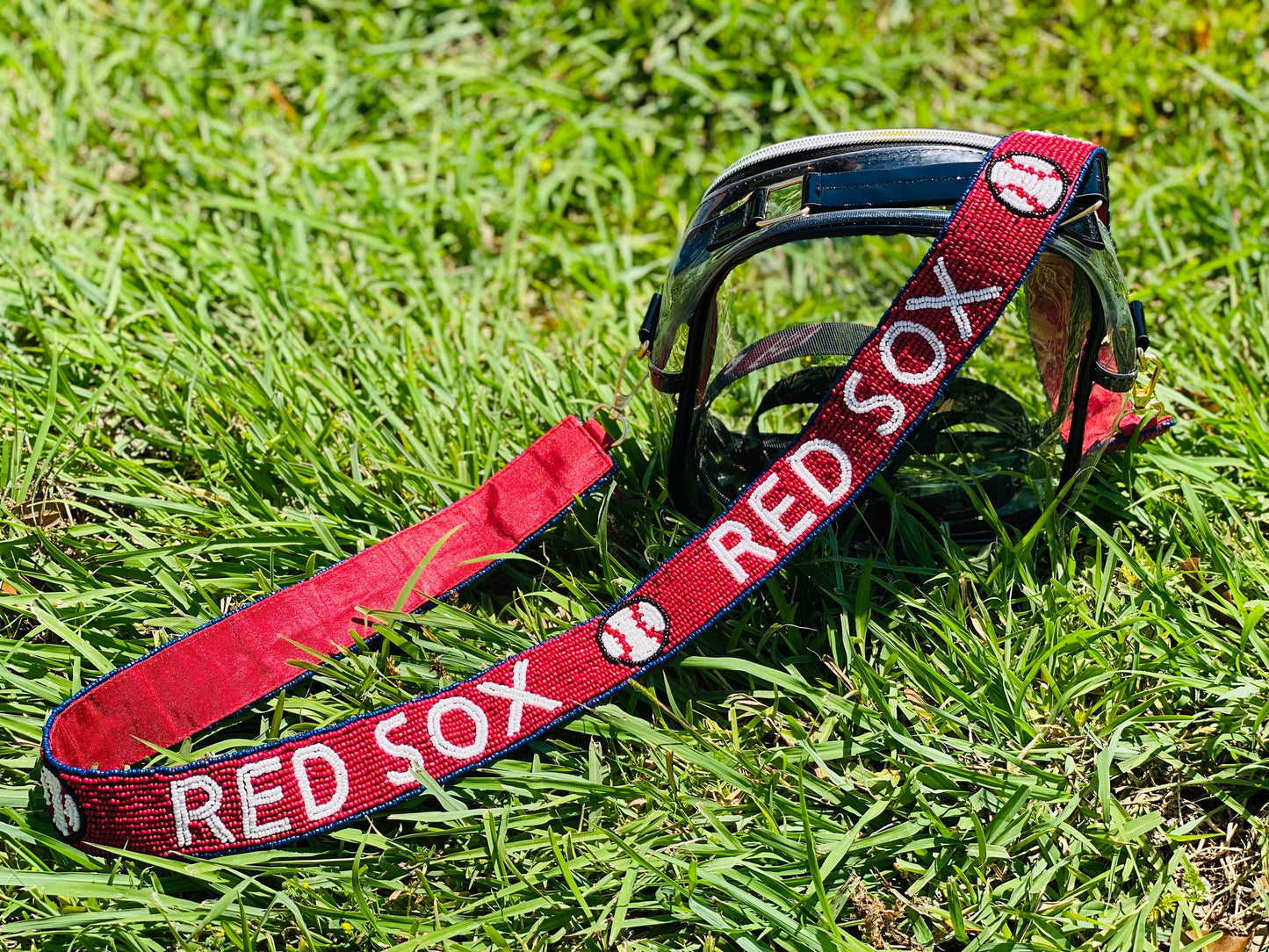 Boston Red Sox Beaded Purse Strap, Clear Purse, Handmade, Crossbody, Shoulder, Stadium Approved, Game Day, MLB, Graduation, Mothers Day