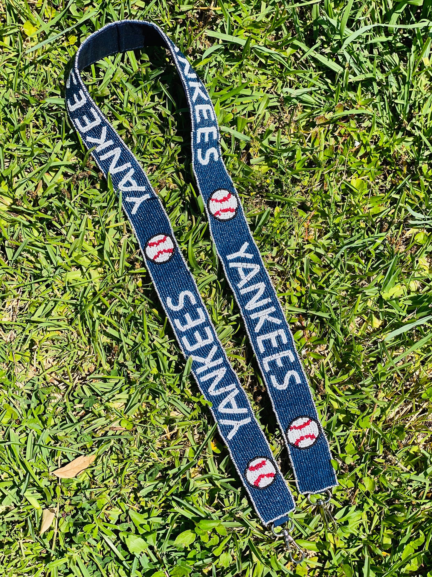 NY Yankees Beaded Purse Strap, Clear Bag Strap, Crossbody, Shoulder, Stadium Approved, Game Day, MLB, Tailgating, Graduation, Valentines