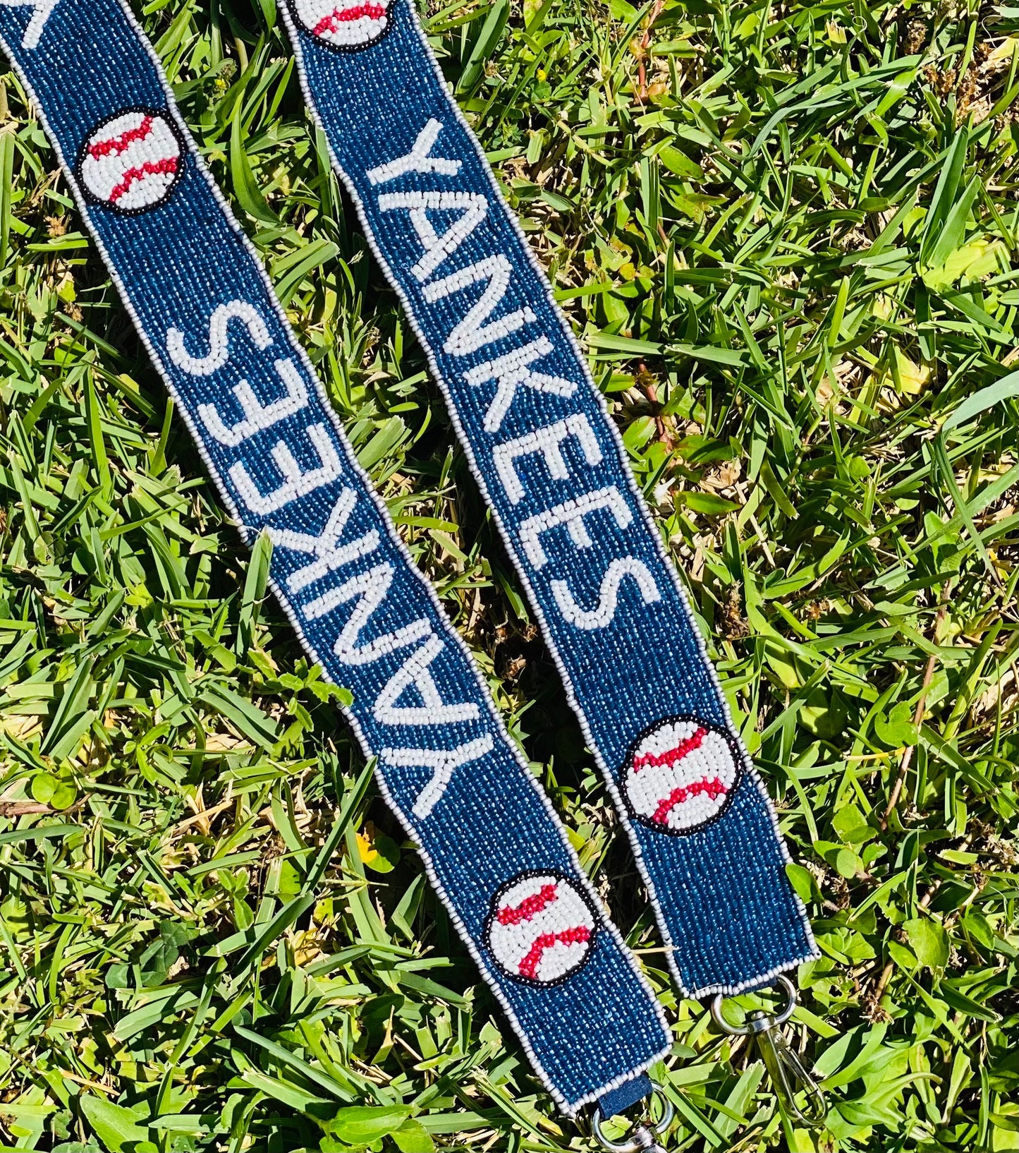 NY Yankees Beaded Purse Strap, Clear Bag Strap, Crossbody, Shoulder, Stadium Approved, Game Day, MLB, Tailgating, Graduation, Valentines