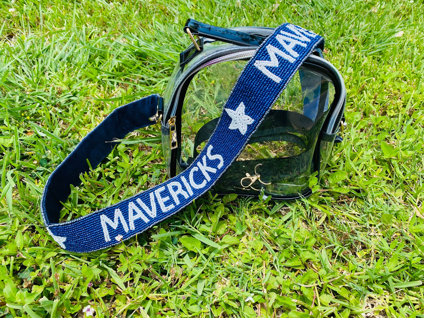 Dallas Mavericks Beaded Purse Strap, Handmade, Clear Purse, Crossbody, Shoulder, Stadium Approved, Game Day, Graduation, Gift, Mothers Day