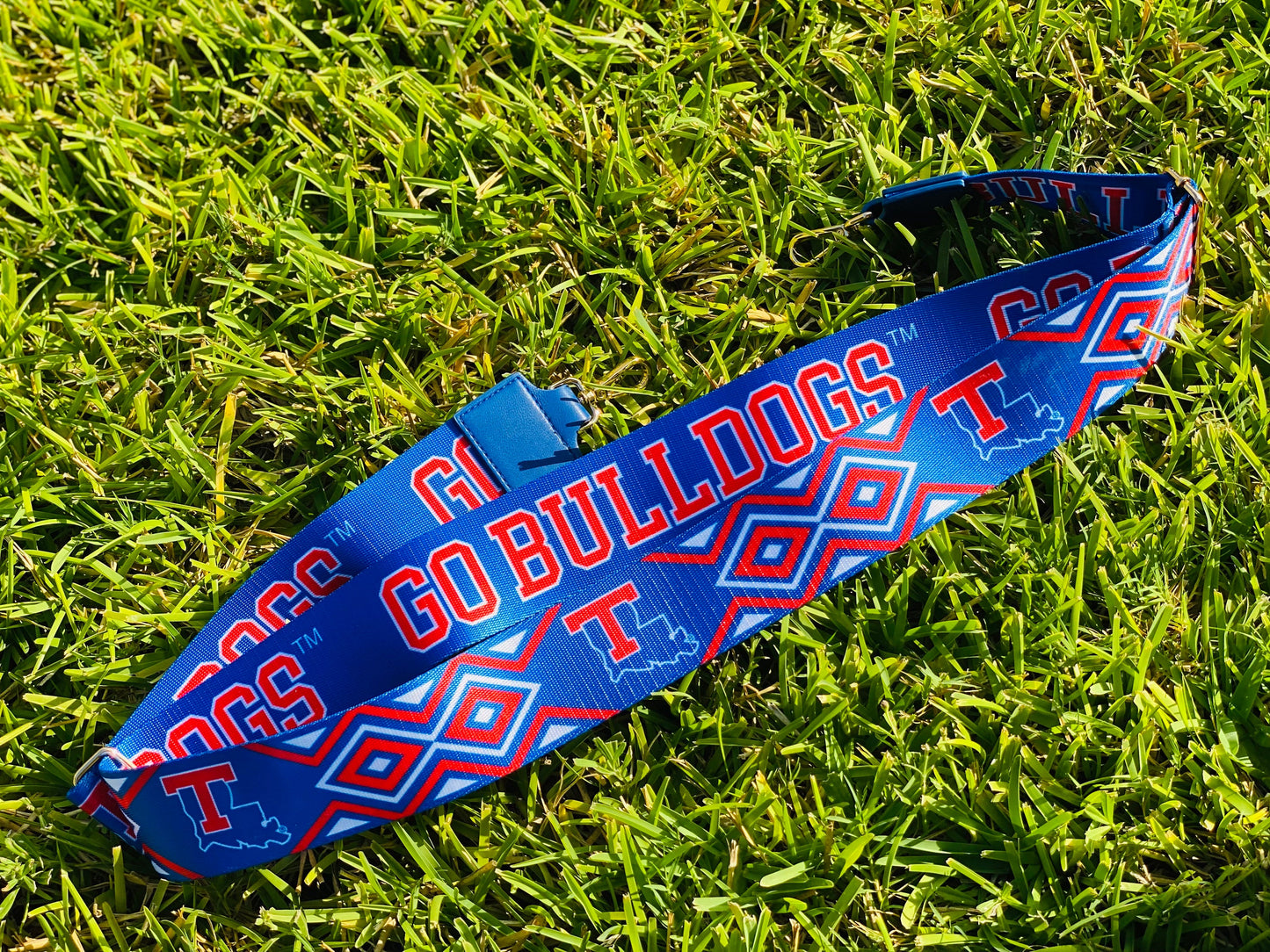 Louisiana Tech GO BULLDOGS - Adjustable Purse Strap, Licensed, Stadium Approved, Game Day, Patterned, Graduation Gift, Clear Bag, Tailgating