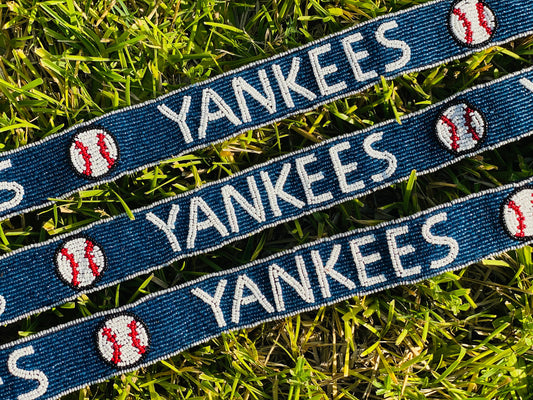 NY Yankees Beaded Purse Strap, Clear Bag Strap, Crossbody, Shoulder, Stadium Approved, Game Day, MLB, Tailgating, Graduation, Valentines