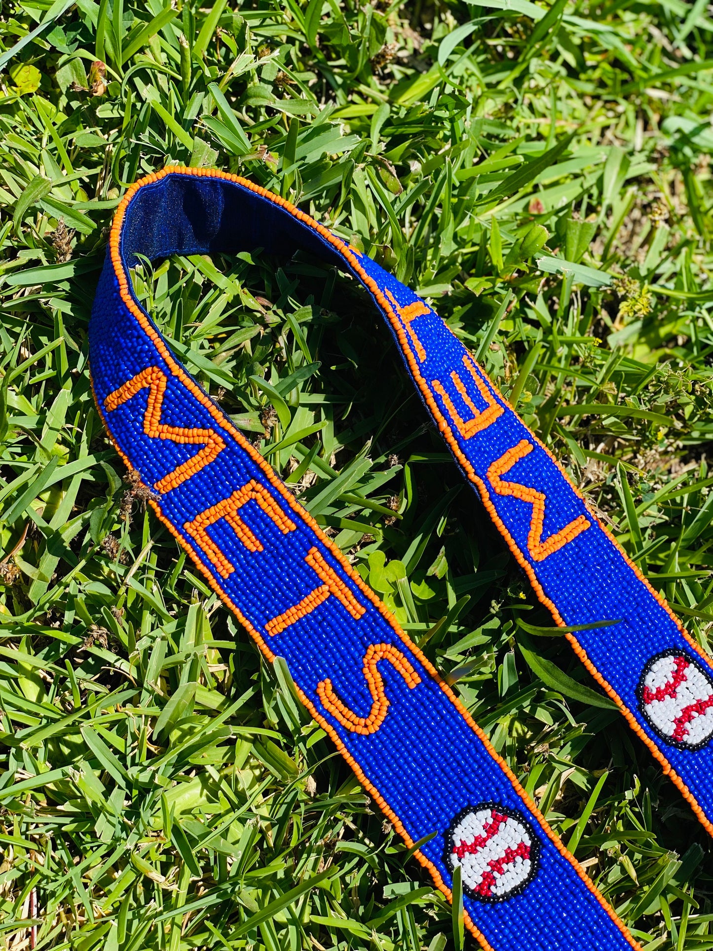 New York Mets Beaded Purse Strap, Handmade, Clear Purse, Crossbody, Shoulder, Stadium Approved, Game Day, Graduation Gift, Mothers Day