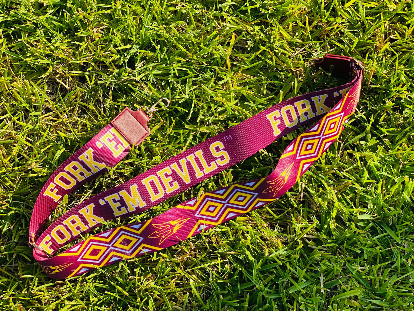 Arizona FORK 'EM DEVILS - Adjustable Purse Strap, Licensed, Stadium Approved, Game Day, Patterned, Graduation, Clear Bag, March Madness