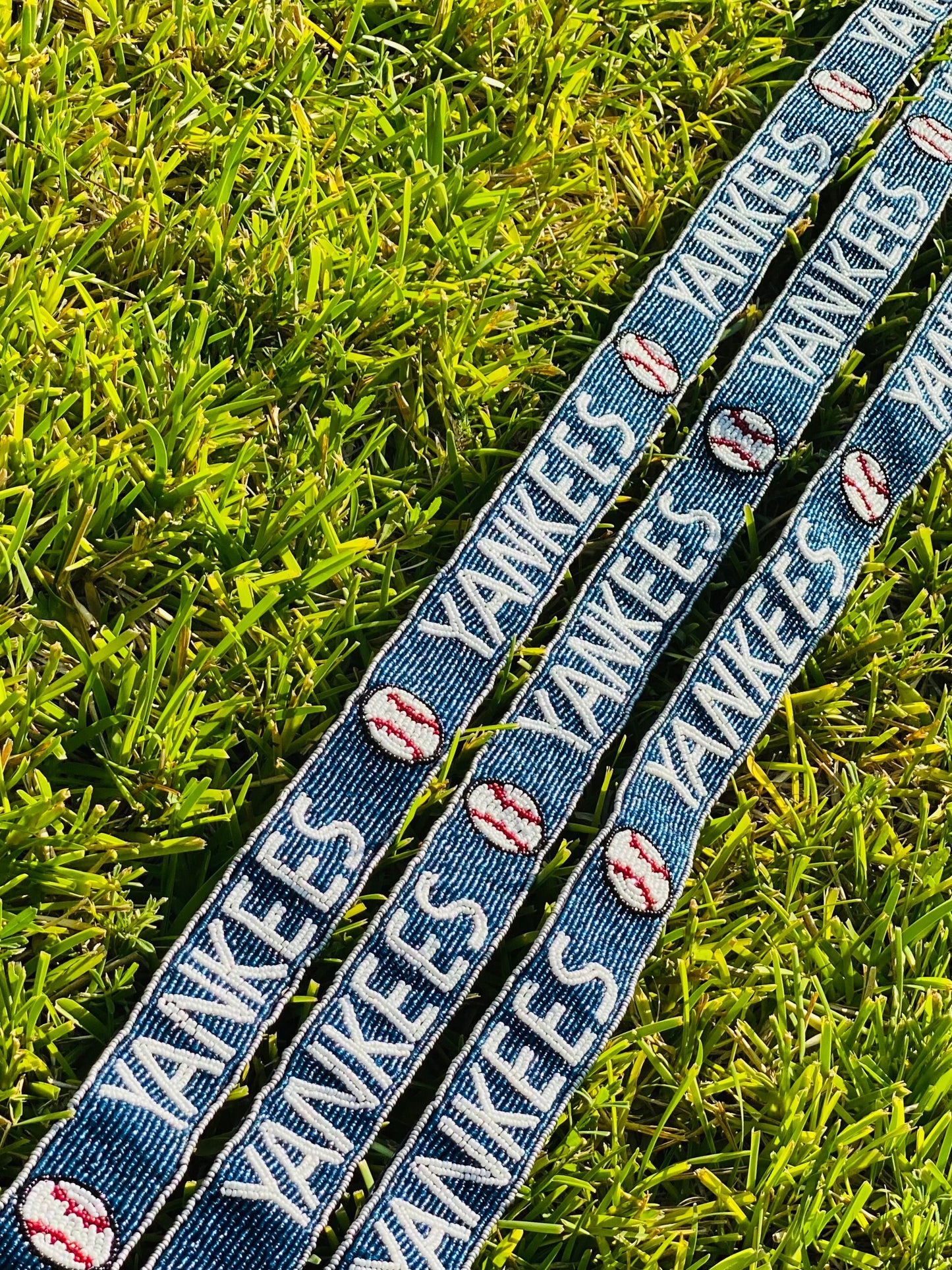 NY Yankees Beaded Purse Strap, Clear Bag Strap, Crossbody, Shoulder, Stadium Approved, Game Day, MLB, Tailgating, Graduation, Valentines