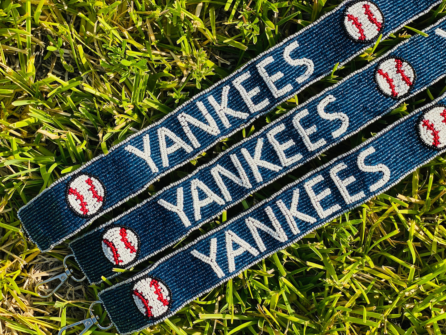 NY Yankees Beaded Purse Strap, Clear Bag Strap, Crossbody, Shoulder, Stadium Approved, Game Day, MLB, Tailgating, Graduation, Valentines