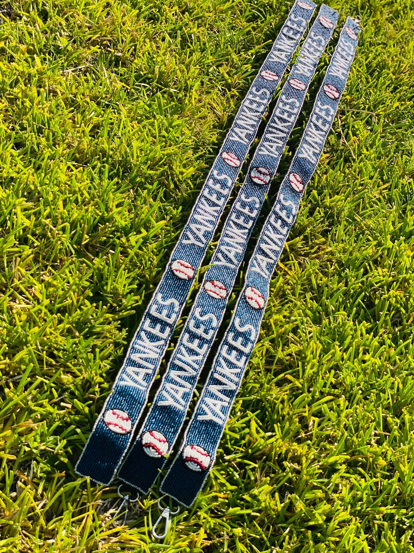 NY Yankees Beaded Purse Strap, Clear Bag Strap, Crossbody, Shoulder, Stadium Approved, Game Day, MLB, Tailgating, Graduation, Valentines