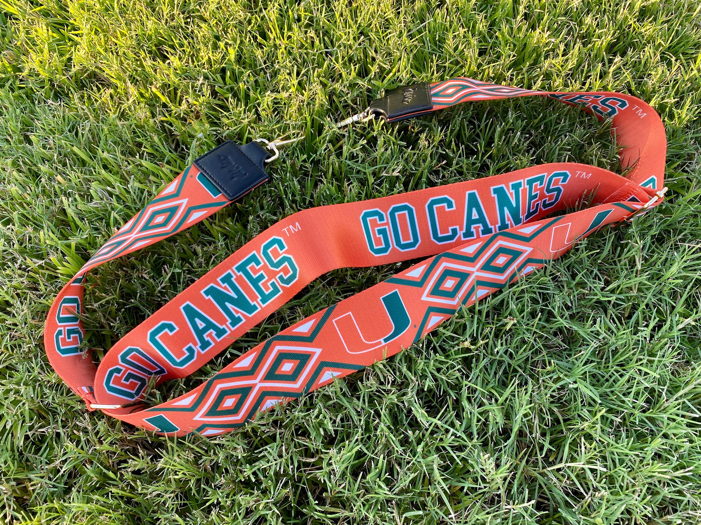 Miami GO CANES - Adjustable Purse Strap, Licensed, Stadium Approved, Game Day, Patterned, Canvas, Graduation Gift, Clear Bag, Crossbody