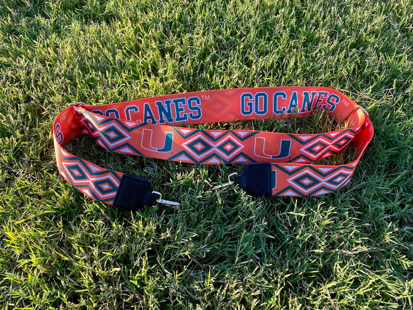 Miami GO CANES - Adjustable Purse Strap, Licensed, Stadium Approved, Game Day, Patterned, Canvas, Graduation Gift, Clear Bag, Crossbody