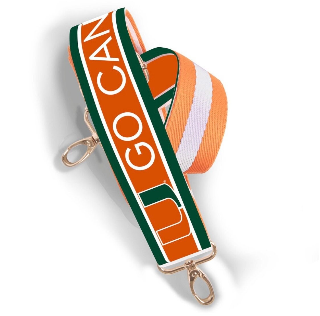 Miami Hurricanes GO CANES - Adjustable Purse Strap, Licensed, Patterned, Stadium Approved, Graduation Gift, Back to School, Tailgating