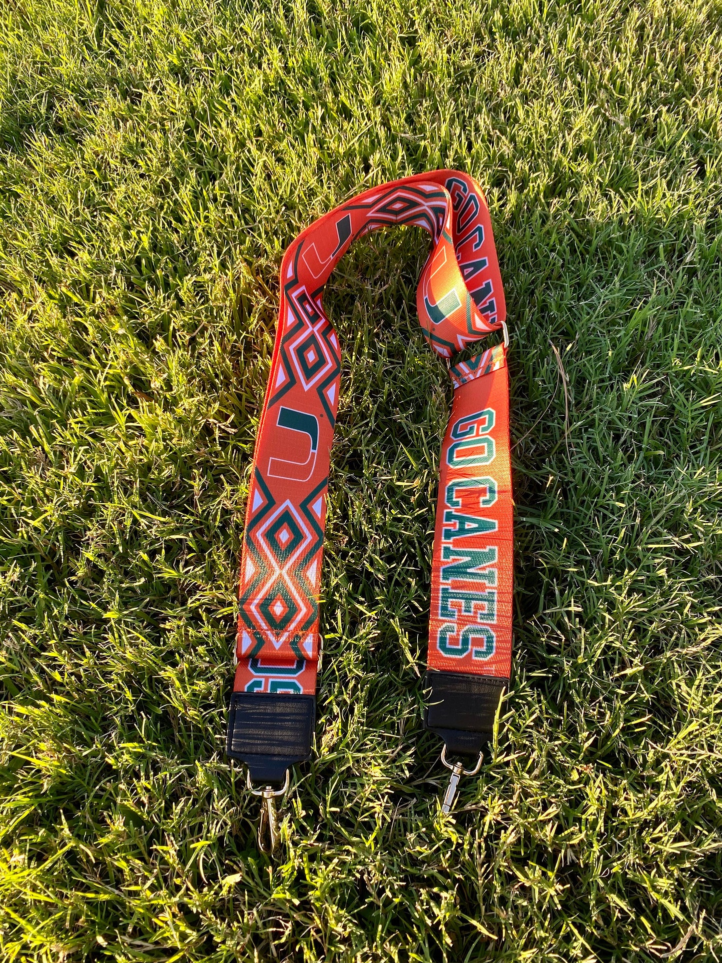 Miami GO CANES - Adjustable Purse Strap, Licensed, Stadium Approved, Game Day, Patterned, Canvas, Graduation Gift, Clear Bag, Crossbody