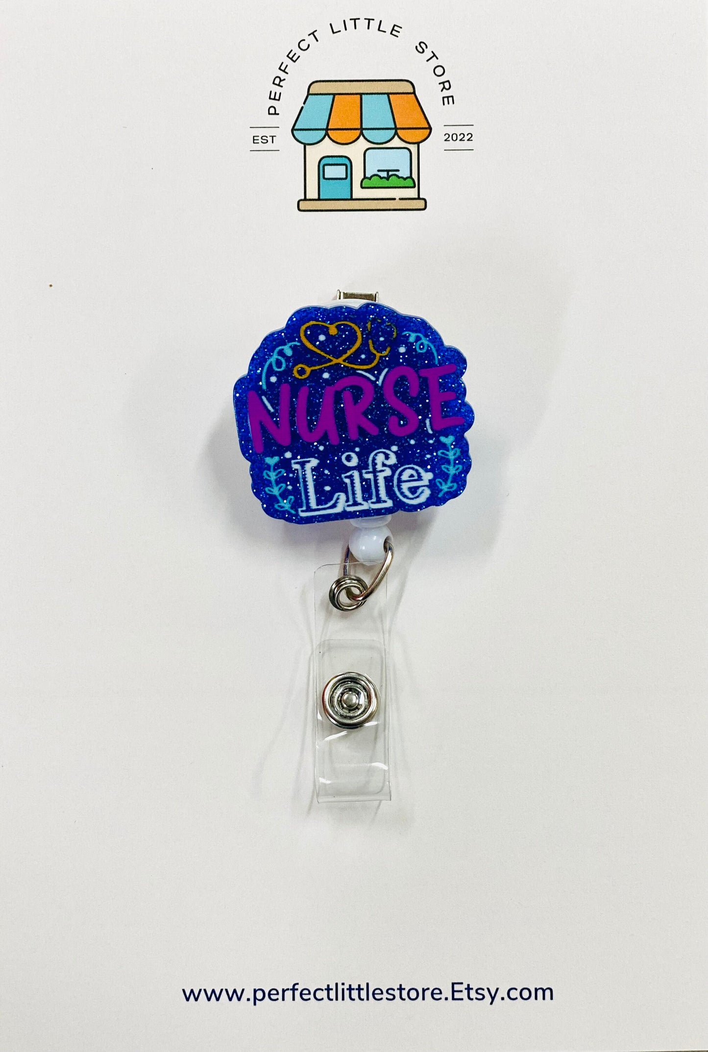 Cute Retractable Badge Reel, Nurse ID Holder, RN Key Card, Hospital Reel, Nurse Gift, Medical Gift, Reel, Sparkle Badge Reel, Valentines