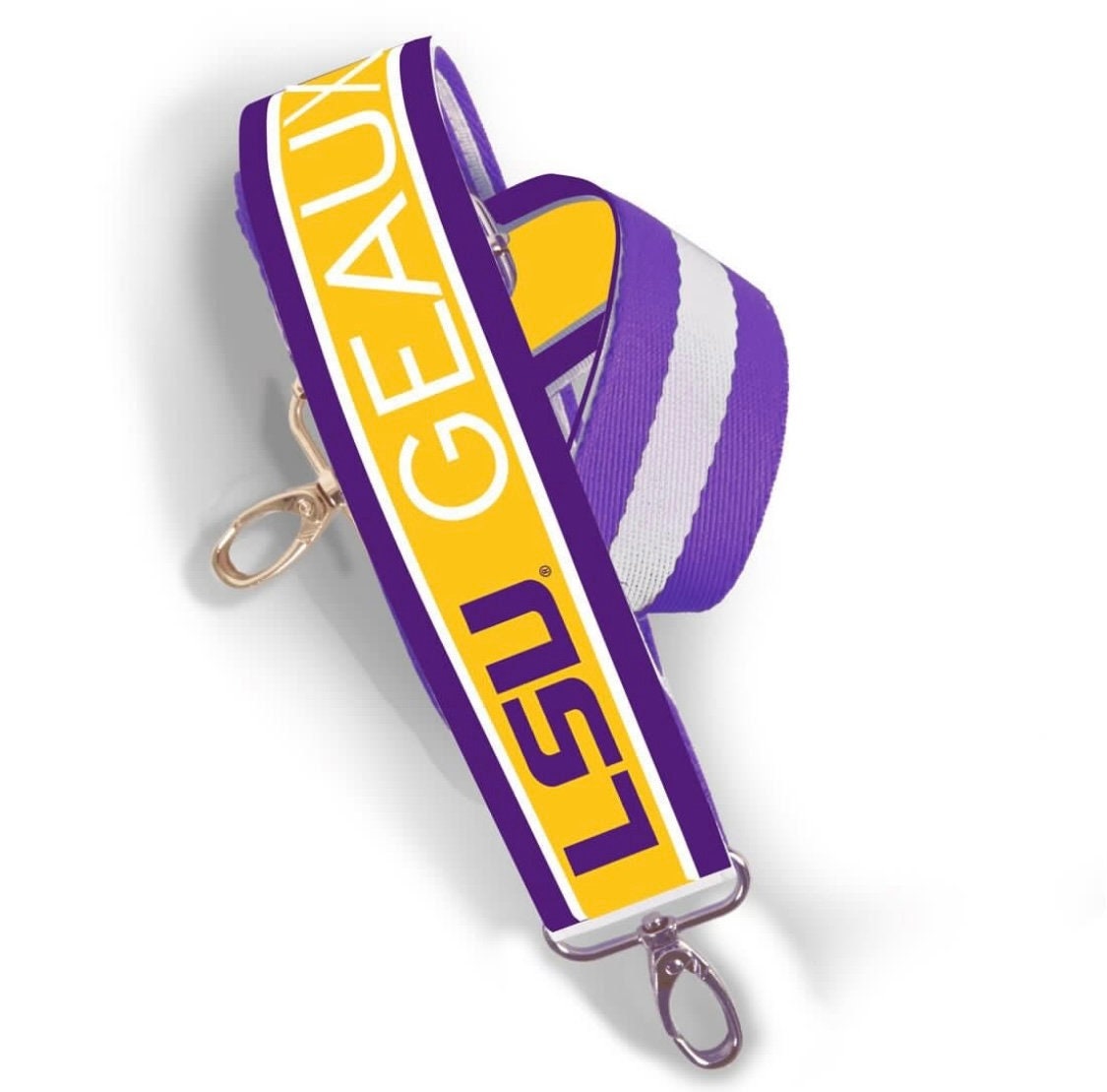 LSU GEAUX TIGERS - Adjustable Purse Strap, Licensed, Patterned, Canvas, Crossbody, Tailgate, Stadium Approved, Graduation Gift, Clear Bag