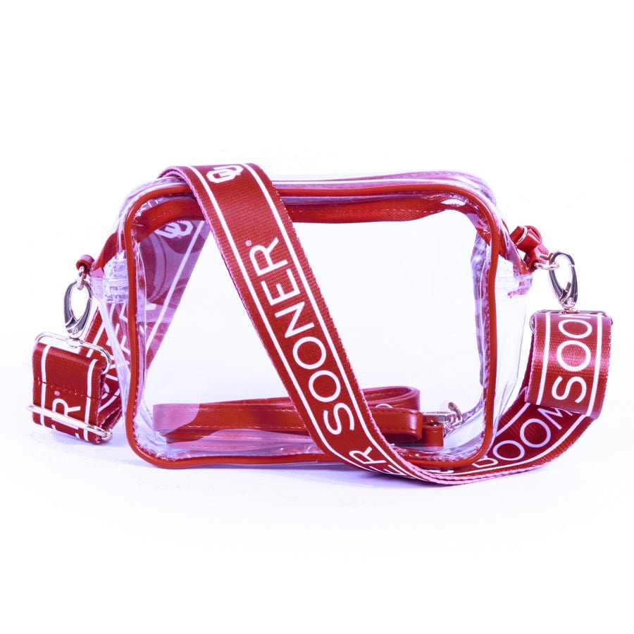Oklahoma BOOMER SOONER - Licensed Clear Purse with Canvas Strap