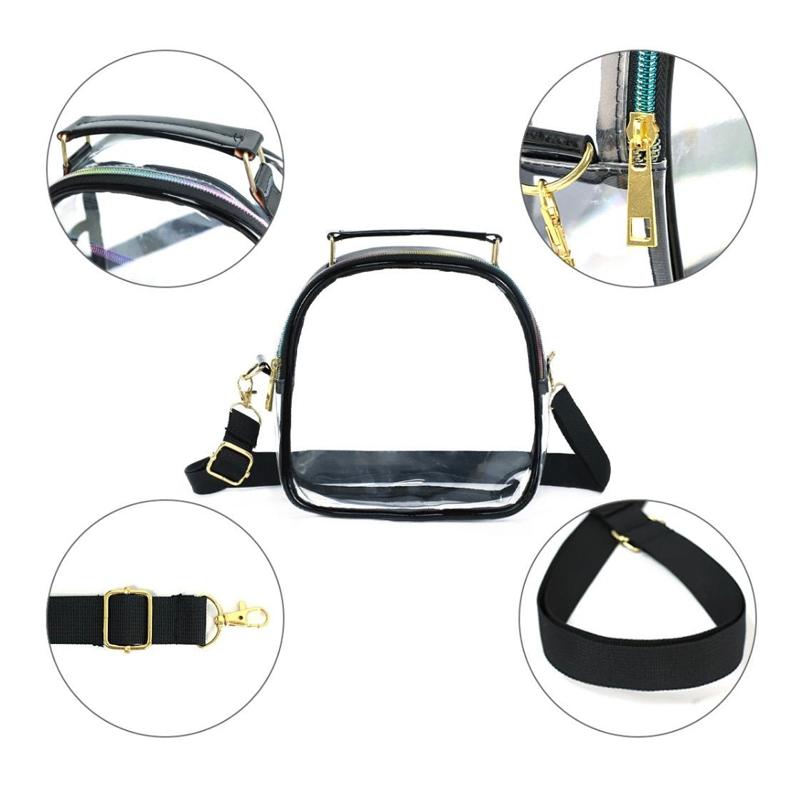 LSU GEAUX TIGERS - Adjustable Purse Strap, Licensed, Stadium Approved, Game Day, Patterned, Graduation, Gift, Clear Bag, Back to School