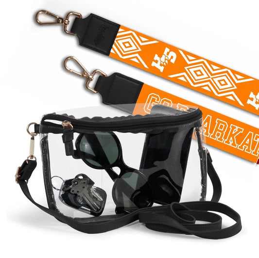 Sam Houston Clear Purse with Strap, GO BEARKATS - Licensed, Canvas, Game Day, Stadium Approved, Crossbody, Graduation Gift, Back to School