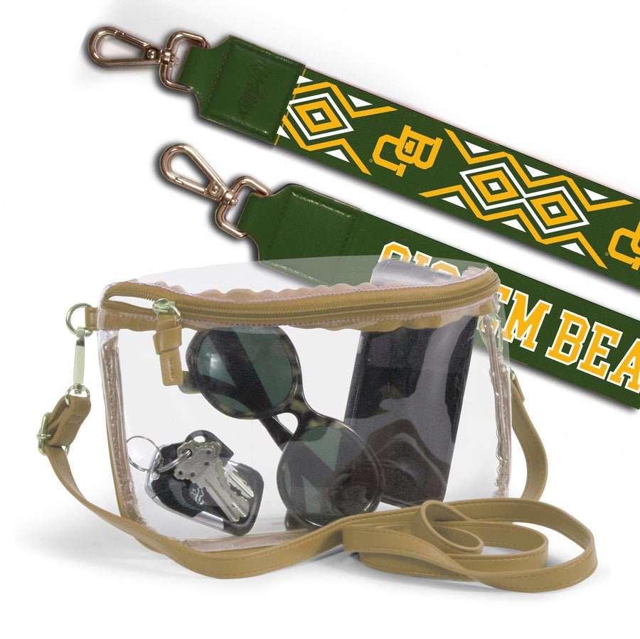 Baylor Clear Purse with Strap, SIC 'EM BEARS, Licensed, Canvas, Game Day, Stadium Approved, Crossbody, Graduation Gift, Back to School