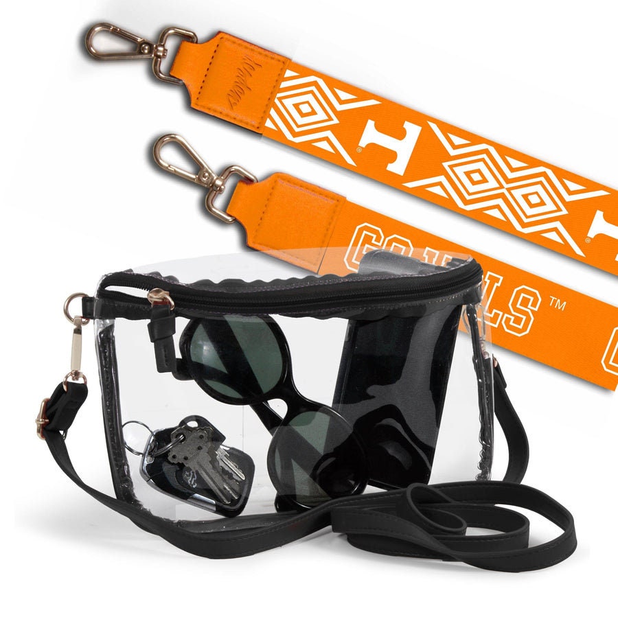 Tennessee Clear Purse with Strap GO VOLS, Licensed, Patterned, Tailgating, Game Day, Stadium Approved, Graduation Gift, Back to School