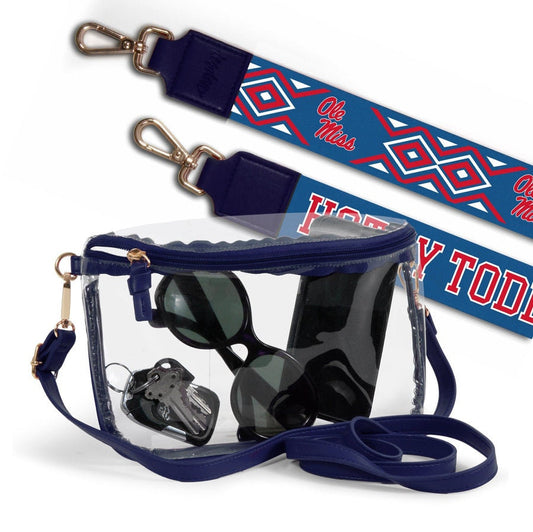 Ole Miss Clear Purse with Strap HOTTY TODDY - Licensed, Canvas, Game Day, Stadium Approved, Crossbody, Graduation Gift, Back to School