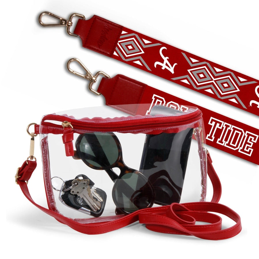 Alabama ROLL TIDE Clear Purse with Strap - Licensed, Canvas, Game Day, Stadium Approved, Graduation Gift, Back To School, Tailgating
