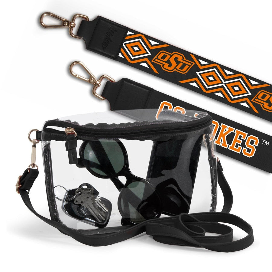 Oklahoma State Cowboys Clear Purse with Strap, GO POKES-Licensed, Canvas, Purse, Game Day, Stadium, University, Crossbody, Graduation Gift