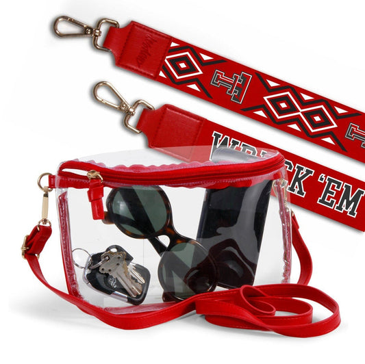 Texas Tech Clear Purse with Strap / WRECK 'EM - Licensed, Canvas, Purse, Game Day, Stadium, Crossbody, Graduation Gift, Back to School