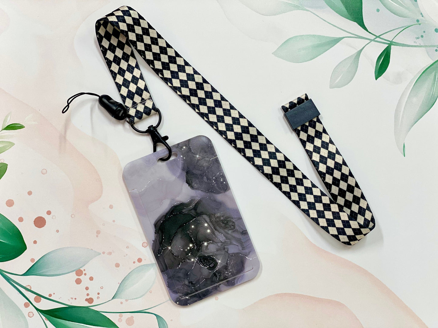 ID Badge Holder, Lanyard, Vertical, Protector Case, Name Badge, Teacher Badge, Student Card, Marble, Modern, Nurse, School, Gift, Valentines