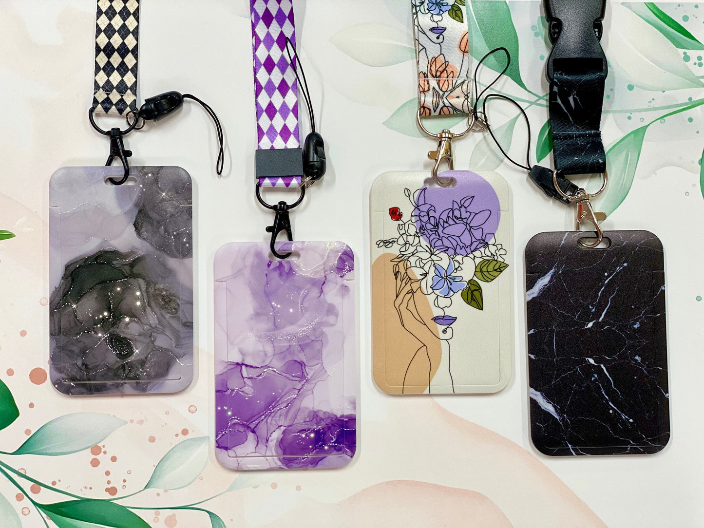 ID Badge Holder, Lanyard, Vertical, Protector Case, Name Badge, Teacher Badge, Student Card, Marble, Modern, Nurse, School, Gift, Valentines