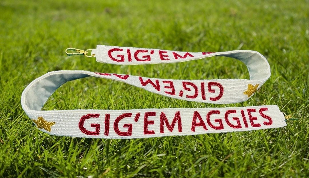 Aggies GIG'EM Beaded Purse Strap - Texas A&M Purse Straps, Handcrafted, Game Day, Stadium Approved, Clear Bag, Game Day, Crossbody, Tailgate
