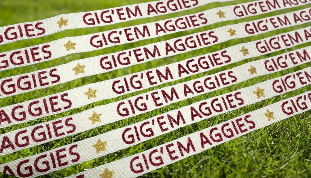 Aggies GIG'EM Beaded Purse Strap - Texas A&M Purse Straps, Handcrafted, Game Day, Stadium Approved, Clear Bag, Game Day, Crossbody, Tailgate