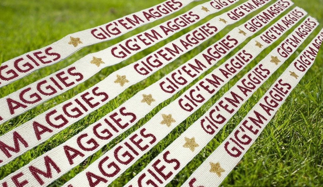 Aggies GIG'EM Beaded Purse Strap - Texas A&M Purse Straps, Handcrafted, Game Day, Stadium Approved, Clear Bag, Game Day, Crossbody, Tailgate