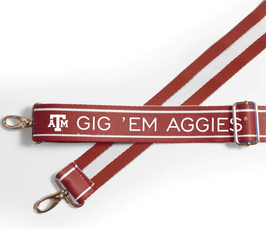 Texas A&M GIG 'EM AGGIES - Licensed, Canvas, Game Day, Stadium Approved, Adjustable, Clear Purse, Graduation Gift, Back to School, Crossbody