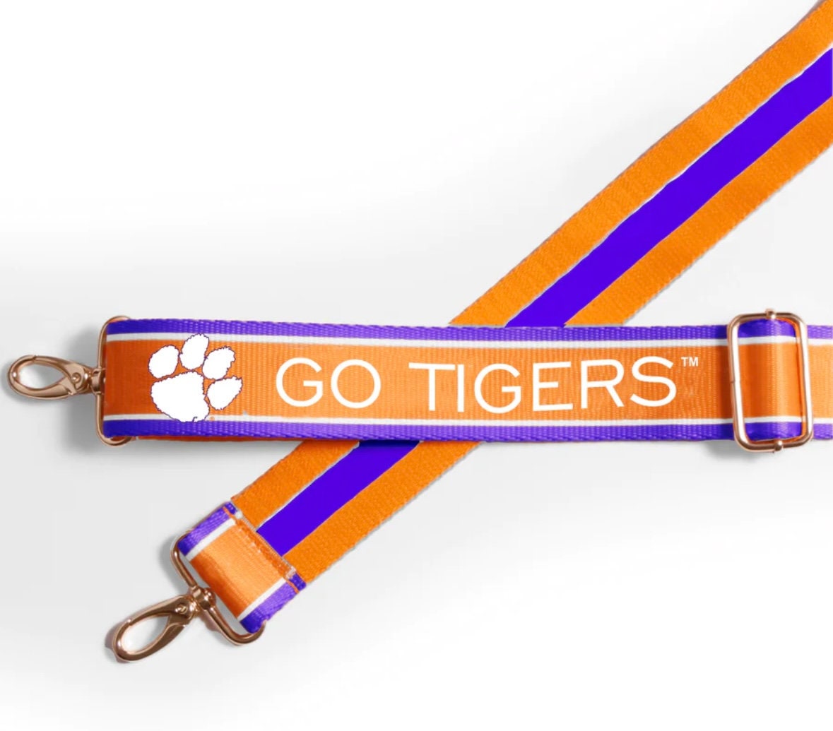 Clemson GO TIGERS - Adjustable Purse Strap, Licensed, Patterned, Canvas, Crossbody, Tailgate, Stadium Approved, Graduation, Back to School