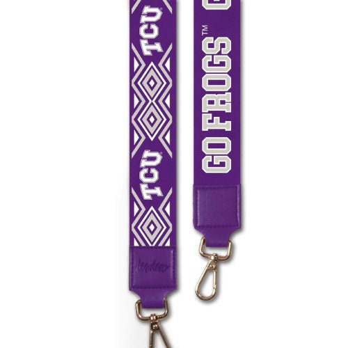 TCU GO FROGS - Adjustable Purse Strap, Licensed, Stadium Approved, Game Day, Patterned, Graduation Gift, Back To School, Tailgating,