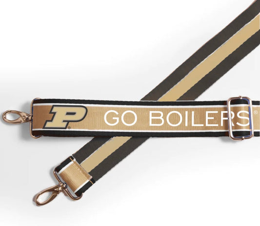 Purdue GO BOILERS - Adjustable Purse Strap, Licensed Collegiate Gear, Patterned, Stadium, Graduation Gift, Back to School, Clear Bag