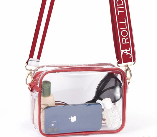Alabama Purse with Strap ROLL TIDE - Adjustable, Licensed, Patterned, Crossbody, Canvas, Stadium Approved, Graduation Gift, Game Day,