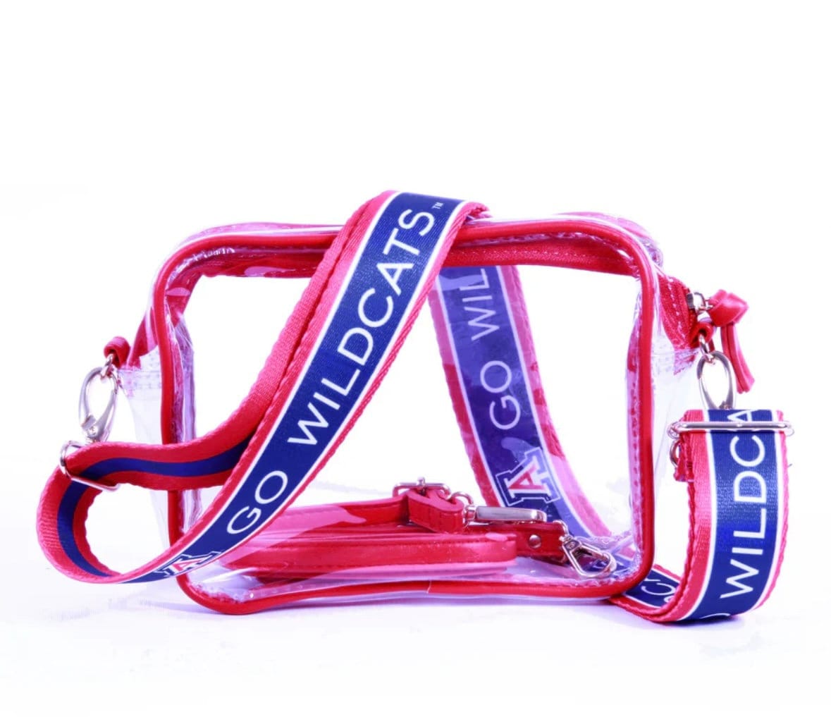 Arizona GO WILDCAT Clear Purse with Strap, Licensed, Adjustable, Game Day, Stadium Approved, Crossbody, Back to School, Graduation Gift