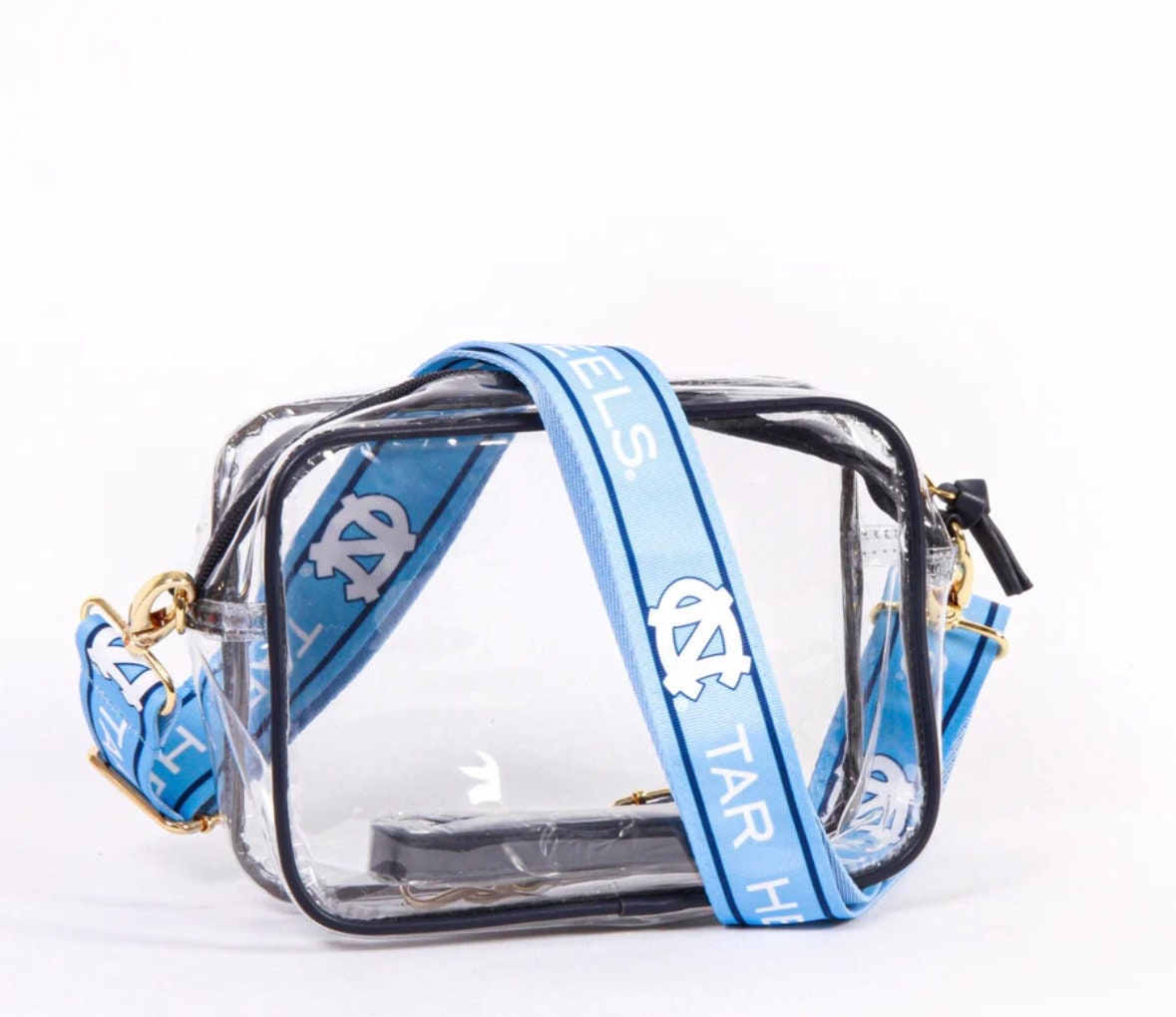 UNC TAR HEELS Clear Purse with Strap, Licensed, Canvas, Game Day, Stadium Approved, Crossbody, Graduation Gift, Back to School, Tailgating