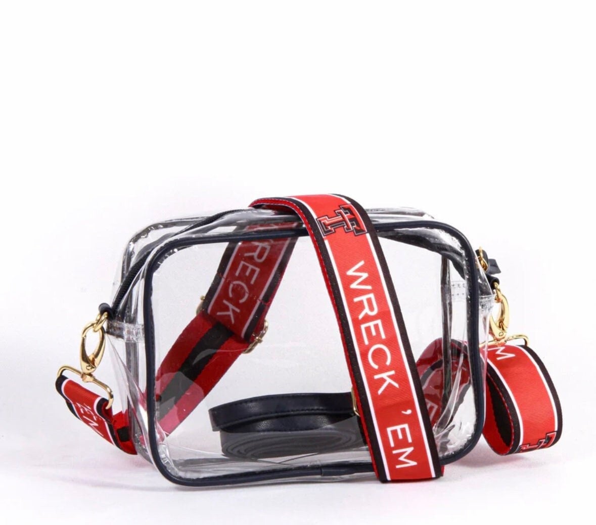 Texas Tech Clear Purse with Strap WRECK EM - Licensed, Canvas, Purse, Tailgate, Game Day, Stadium, Crossbody, Back to School, Graduation