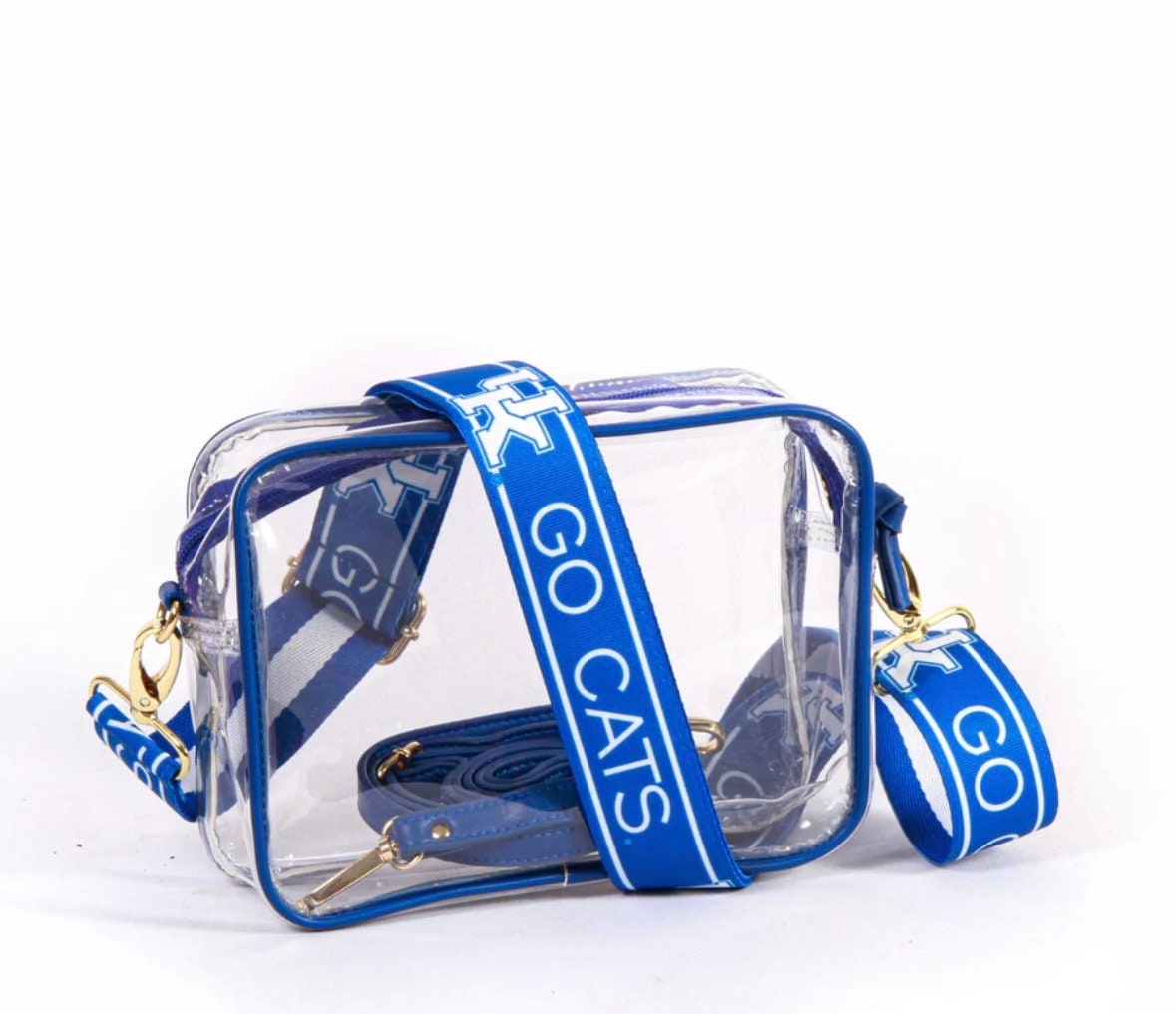 Kentucky Clear Purse with Strap GO CATS - Adjustable, Licensed, Canvas, Game Day, Crossbody, University, Stadium Approved, Graduation Gift