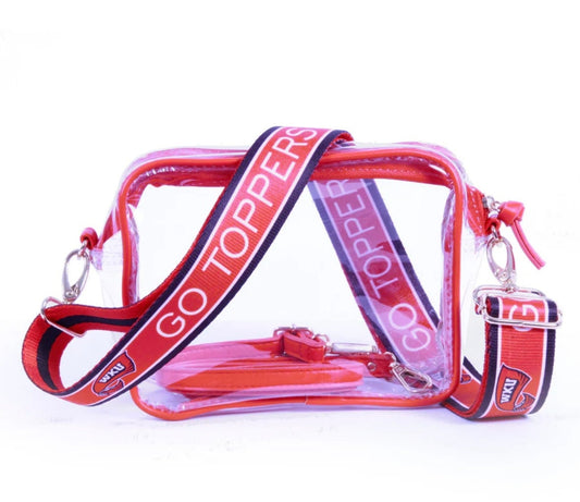 Western Kentucky Clear Purse with Strap - Licensed, Game Day, Stadium Approved, Tailgating, Crossbody, Graduation Gift, Back to School, WKU