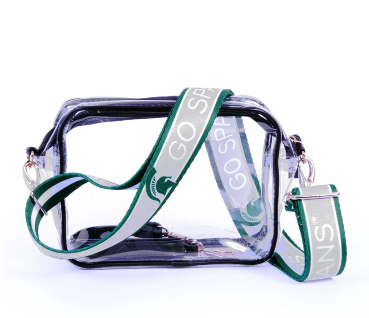 Michigan State Clear Purse with Strap GO SPARTANS - Licensed, Canvas, Tailgate, Game Day, Stadium, Crossbody, Back to School, Graduation