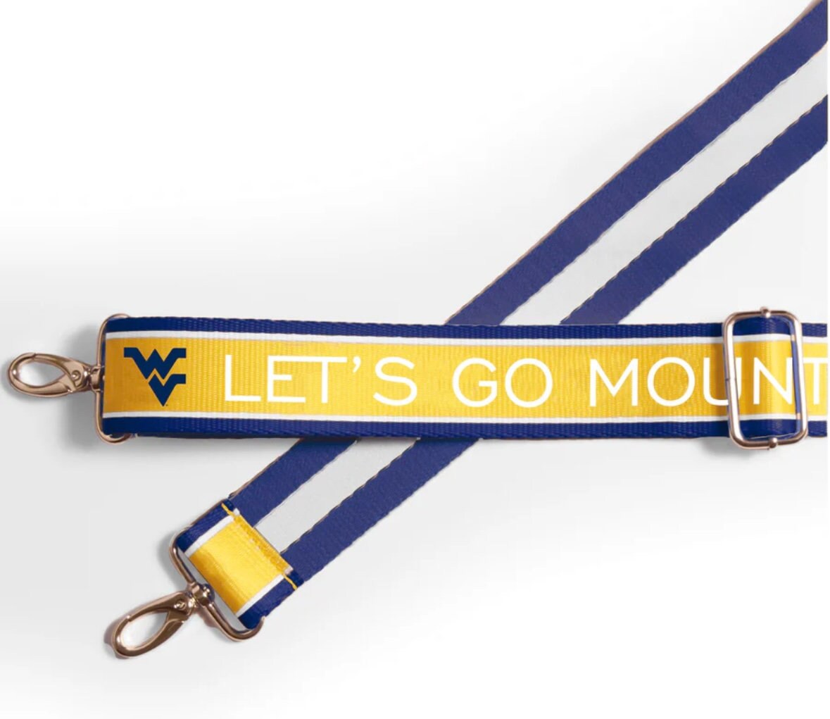 West Virginia Clear Purse with Strap / Let's Go Mountaineers - Licensed, Canvas, Tailgate, Game Day, Stadium Approved, Crossbody, WV